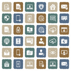 Business Data Protection Technology Icons. Grunge Color Flat Design. Vector Illustration.