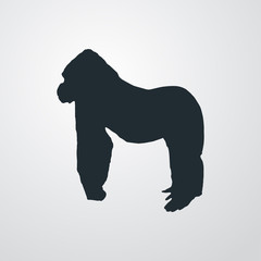 Fauna africana. Silueta gorila en fondo gris