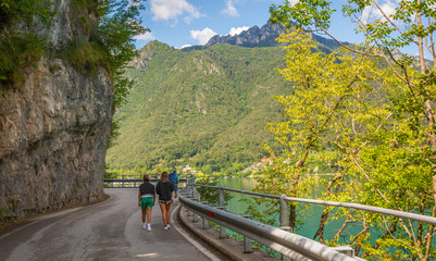 Obraz premium Ledro Lake in Ledro Valley, Trentino Alto Adige,northern Italy, Europe. This lake is one of the most beautiful in the Trentino Alto Adige