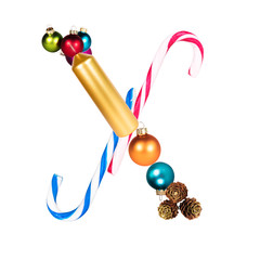 The letter X, christmas or xmas decoration alphabet