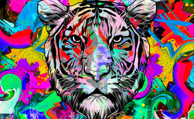 abstract colorful background  with tiger
