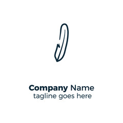 Fototapeta premium feather logo design icon vector illustration simple line