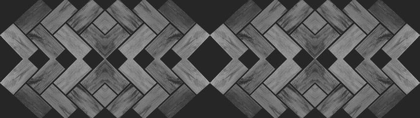Grunge wooden banner panorama - Gray grey wood herringbone parquet seamless texture, isolated on...