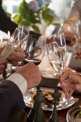 Hands of people toasting in party
