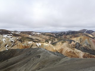 farbige landschaft geprägt durch vulkanische aktivität bei landmannalaugar island © heibergerwork