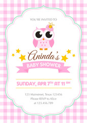 Baby shower invitation with princess owl