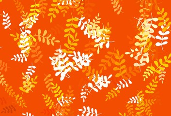Naklejka premium Light Orange vector natural pattern with leaves.