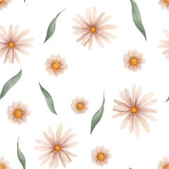 pattern of daisies in watercolor