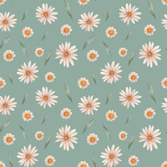 pattern of daisies in watercolor