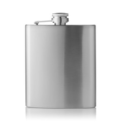 Front view of stainless steel hip flask