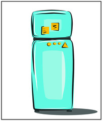 Furniture. Interior. Set about design and everyday objects. TV, microwave, refrigerator, potted flowers, cactus, lamp, laptop. Isolated vector objects.