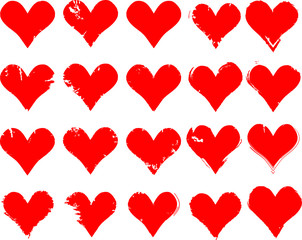 Set of Hearts . Grunge stamps collection.love Shapes for your design.Distressed symbols. Textured Valentine's Day signs.Vector illustration.