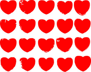 Set of Hearts . Grunge stamps collection.love Shapes for your design.Distressed symbols. Textured Valentine's Day signs.Vector illustration.
