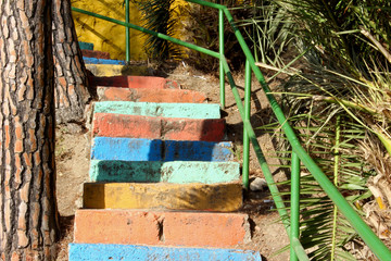 colorful painted stair treads background
