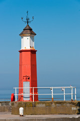 Harbour and lighthouse, Watchet, Somerset, South West England