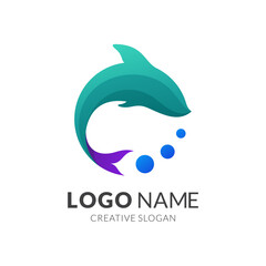 fish logo template, modern 3d logo style in gradient vibrant colors