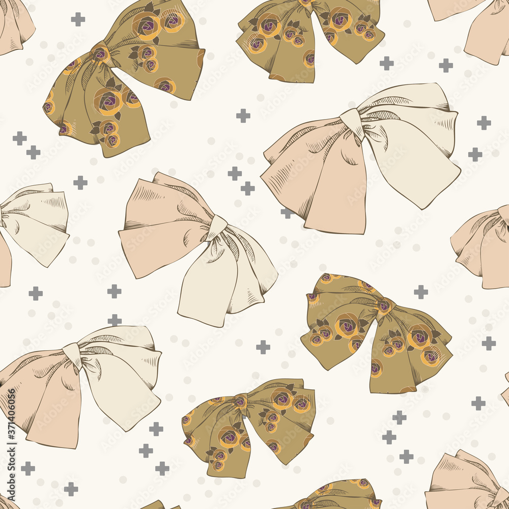 Poster seamless vector pattern with elegant bows for your projects