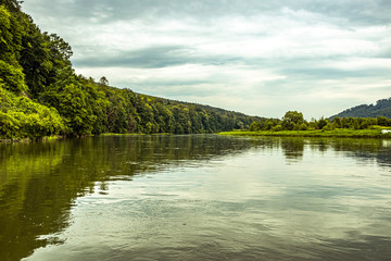 Quiet river in the forest. Bieszczady Poland.