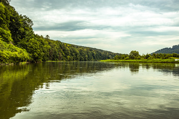 Fototapeta premium Quiet river in the forest. Bieszczady Poland.