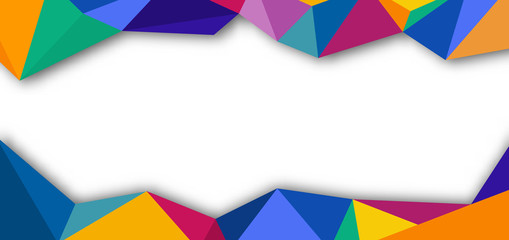 Abstract banner template design colorful low poly art style on white background.