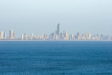 Surfers Paradise waterfront skyline with famous skyscrapers