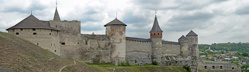 Fototapeta na wymiar The panorama to the Kamianets-Podilskyi Castle, Ukraine