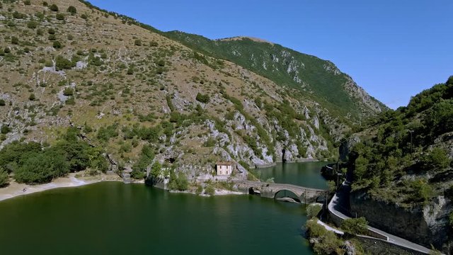 Lake San Domenico. Lake wiev. Eremo San Domenico, Abruzzo, Italy
