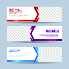 Fototapeta premium Business banner design web template. collection of horizontal ad banners. Vector EPS 10