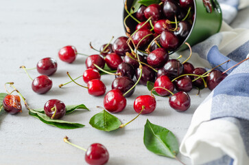 Fresh cherry pattern background with copy space.