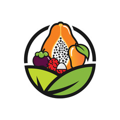 Logo inspiration: fresh fruit combined with circles and leaves