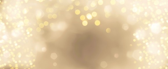 Festive abstract Christmas bokeh background - golden  bokeh lights beige - New Year, Anniversary,...