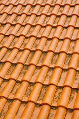 The texture of the orange new tiled roof.