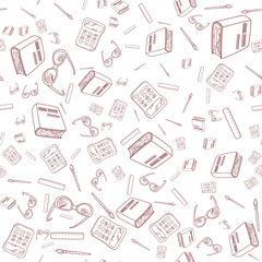 Seamless pattern for school design. Clip art from school accessories vector.
