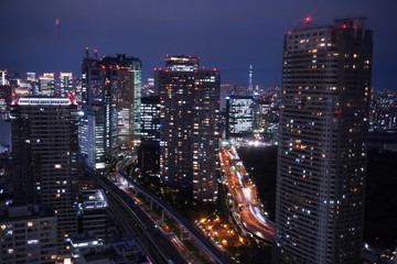 Fototapeta na wymiar Cityscape of Tokyo city skyline at night in Japan