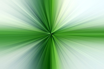 Abstract surface of a radial zoom blur of green and blue tones on a green background. Abstract background with radial, radiating, converging lines.                              