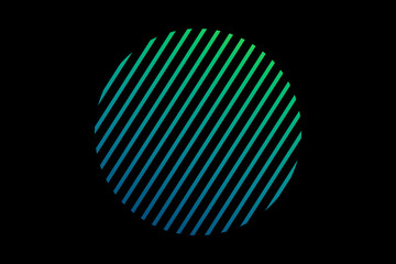 CircleHolographic. Minimal geometry. Abstract green shell fractal on the black background. The Beautiful blue circle. Color 3d illustration.