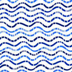 Seamless pattern with divided waves. Design for backdrops with sea, rivers or water texture. Vector illustration. Repeating texture. Figure for textiles.