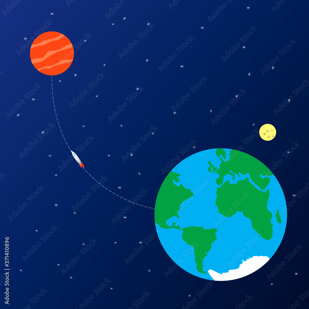 Sticker spaceship launch to mars planet