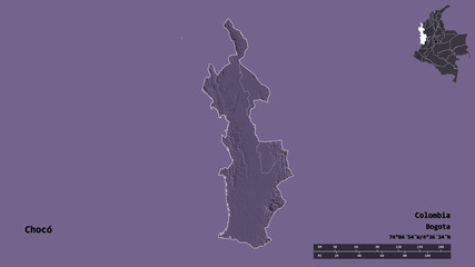 Choc&oacute;, department of Colombia, zoomed. Administrative