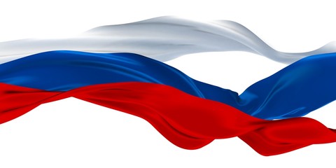 3d illustration of Russian tricolor Flag Ribbons Waving - Isolated