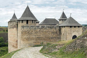 Khotyn Fortress on the banks of the Dniester River in Ukraine