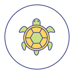 .tortoise icon, simple infographic element, in bicolor filled line style from Pet-vet set, for web and UI design