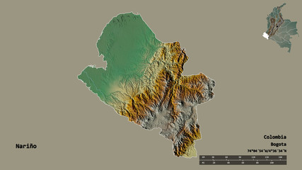 Nariño, department of Colombia, zoomed. Relief
