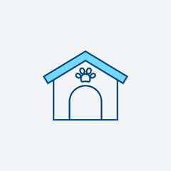 .blue line kennel icon, graphic illustration from Pet-vet collection, for web and app design