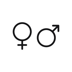 Gender symbol set. Male and female sign. Man and woman symbols. Venus and mars astrology logo. Vector illustration image. Isolated on white background.