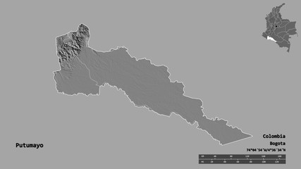 Putumayo, intendancy of Colombia, zoomed. Bilevel