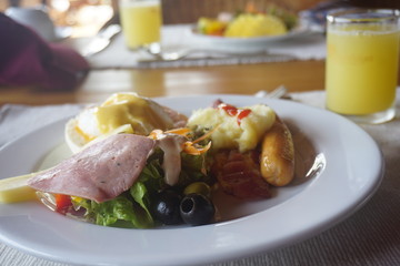 Morning Breakfirst at the restaurant in Thailand