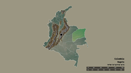 Location of Vichada, commissiary of Colombia,. Relief