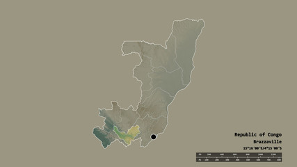 Location of Bouenza, region of Republic of Congo,. Relief