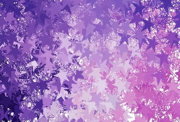 Light Purple, Pink vector background with colored stars.